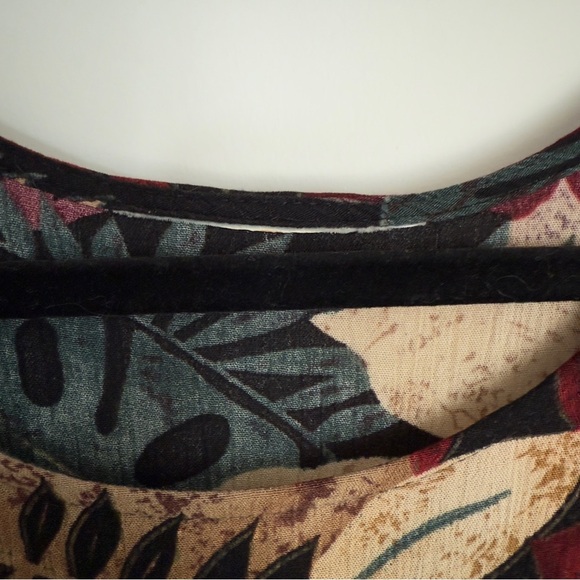 ⚪️ Tropical Leaf Print Midi Dress | Lace-Up Back | Size M - Picture 7 of 7